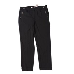 Loft Womens Black Sailor Button Cuffed Trousers Pants Size 6 NEW